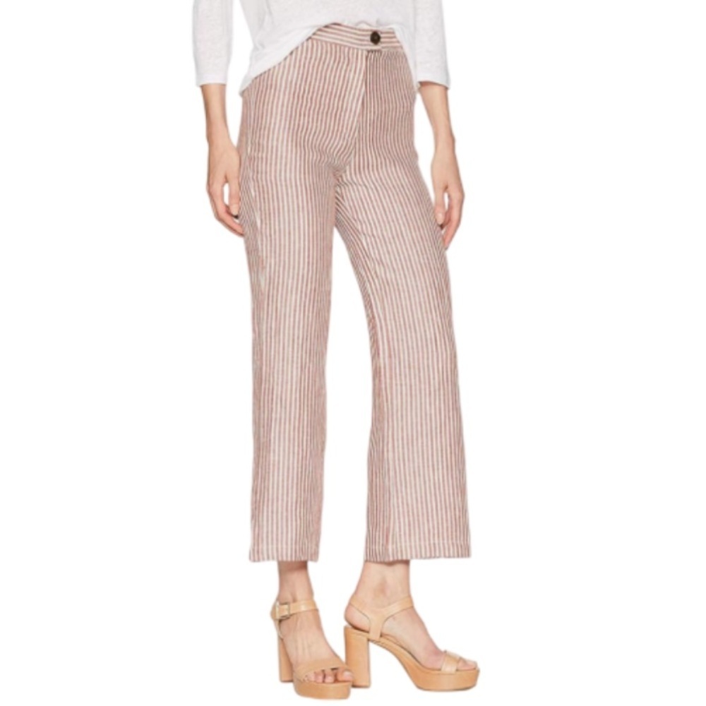 Mara Hoffman Striped Beige and White Wide-Leg Pants